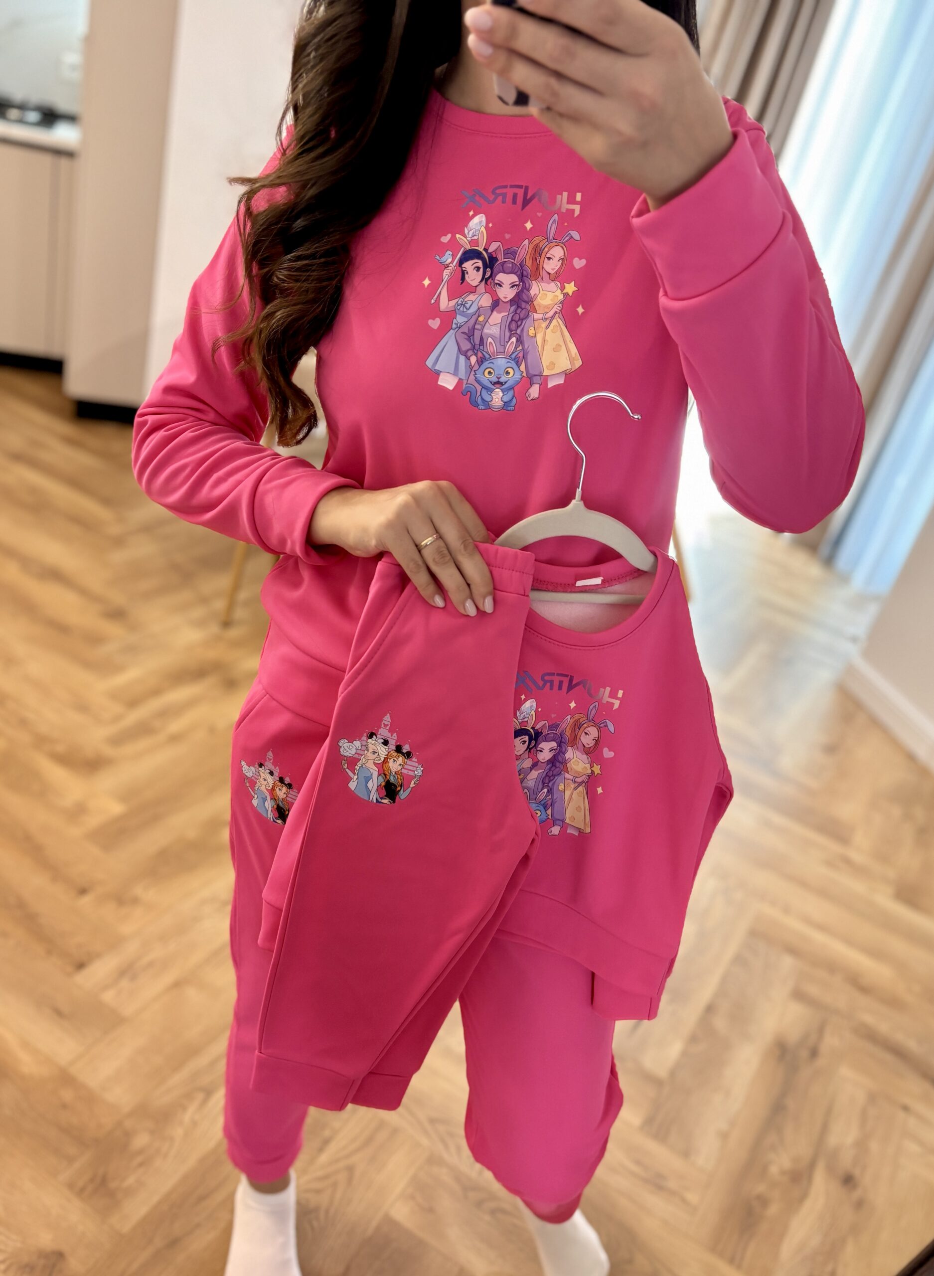 Set treninguri mamă copil culoare roz fucsia - imagine 2