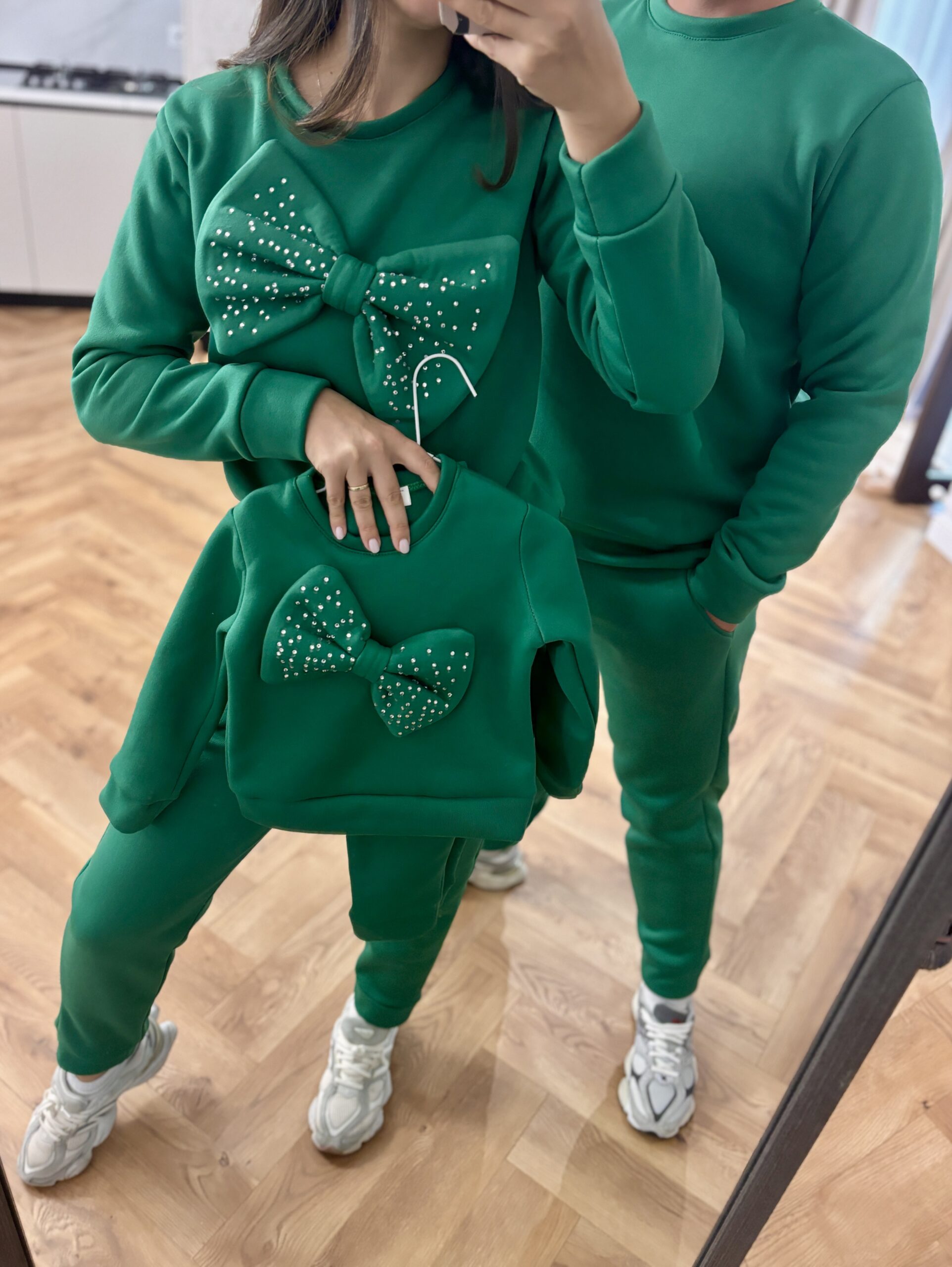Set 3 treninguri mamă tată copil verde